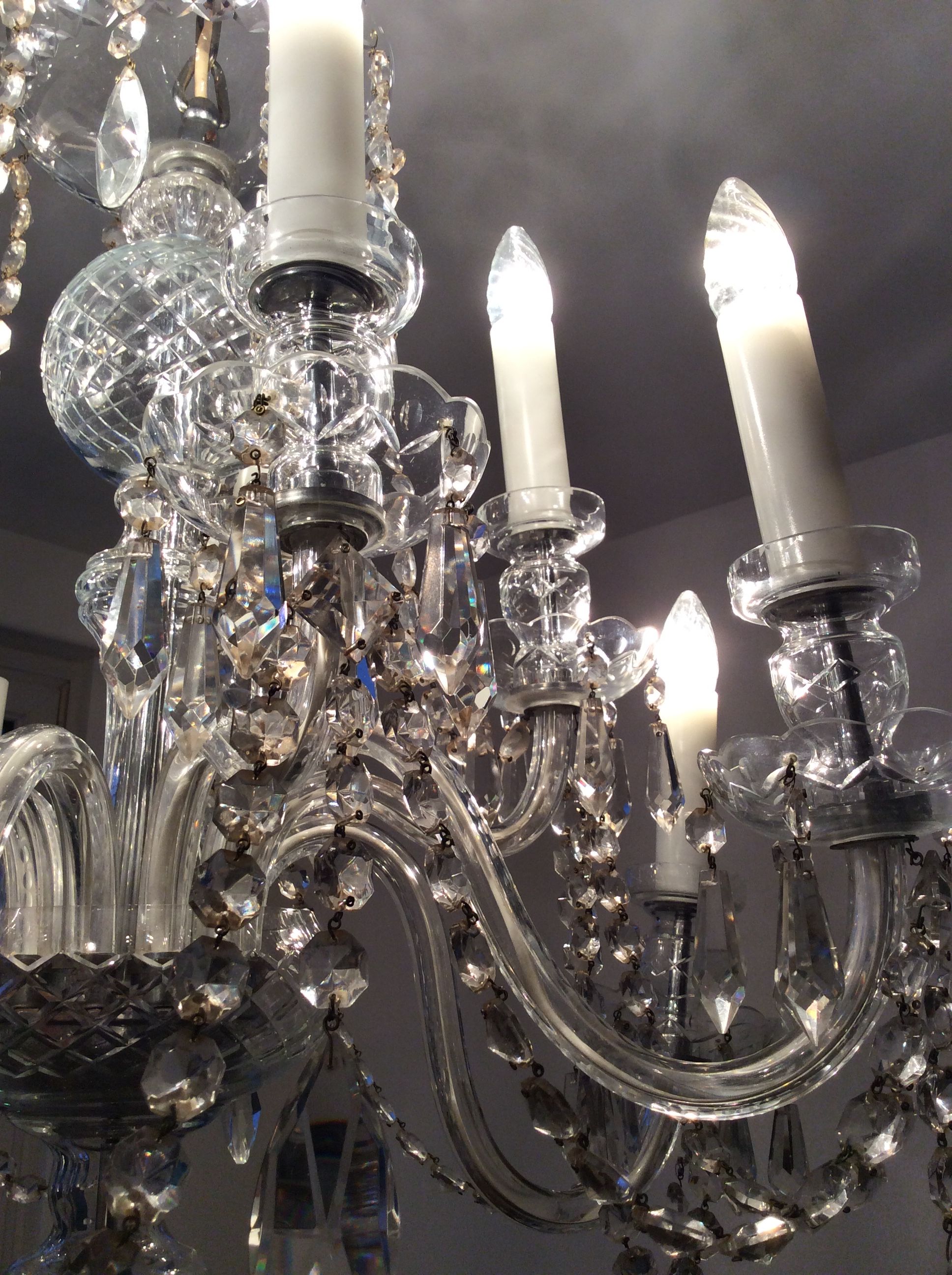 Old bohemian crystal chandelier for Deknudt