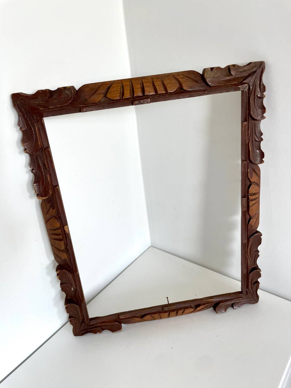 Antique handcarved frame Cedarwood 29.5 cm x 24 cm