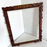 Cadre ancien sculpté à la main en bois de cèdre 29,5 cm x 24 cm