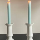 Antique White Ceramic Candlesticks