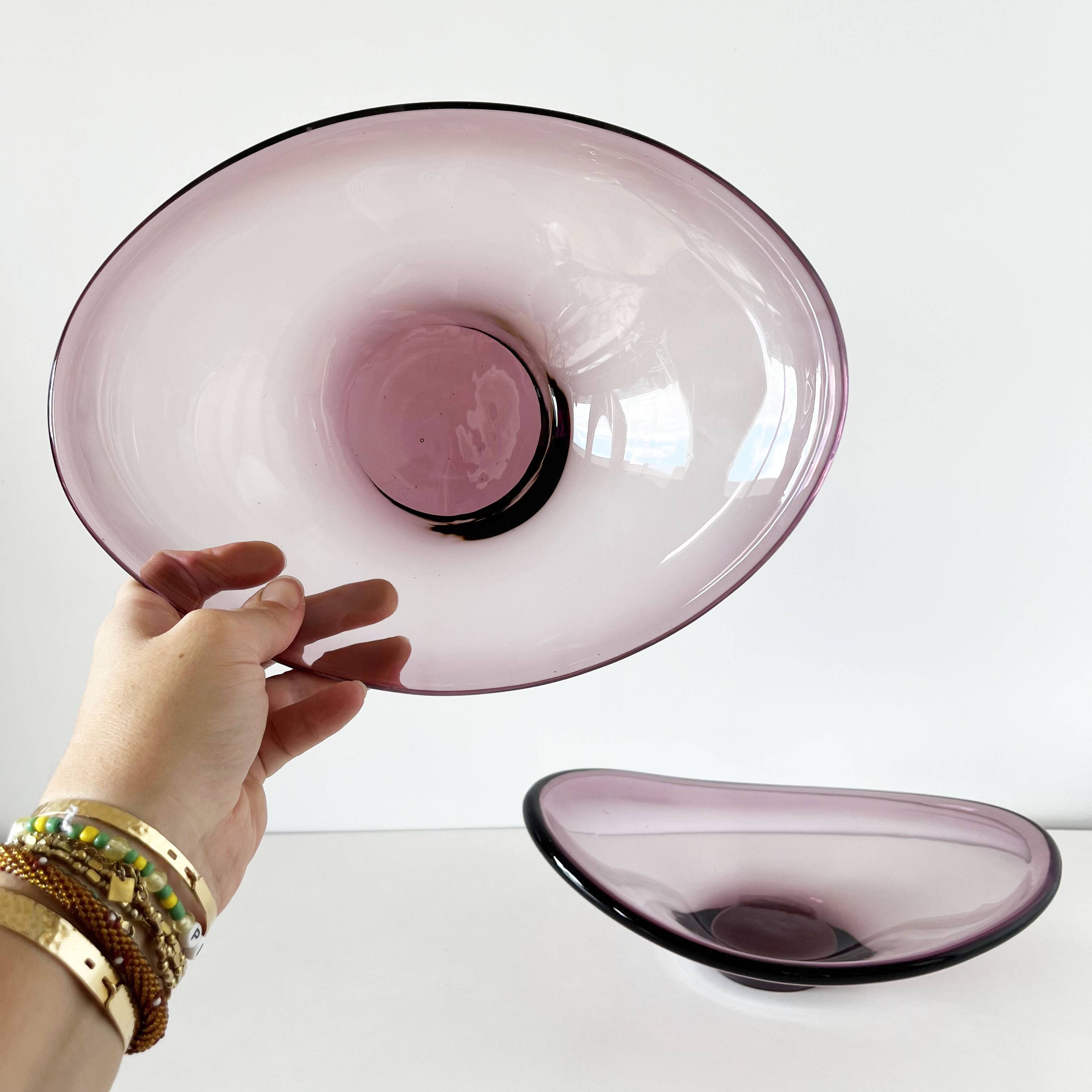 Pair of purple glass empty pockets 1960