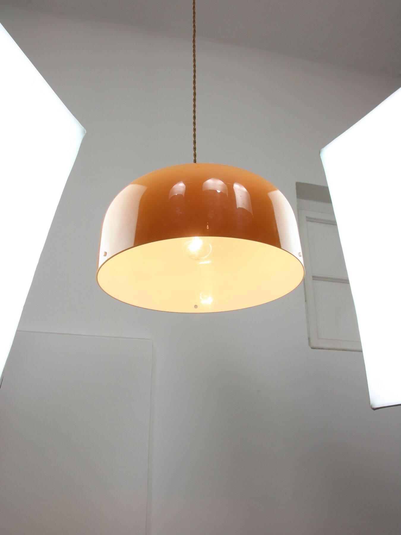 Space Age Brown Pendant Lamp from Guzzini, 1960s