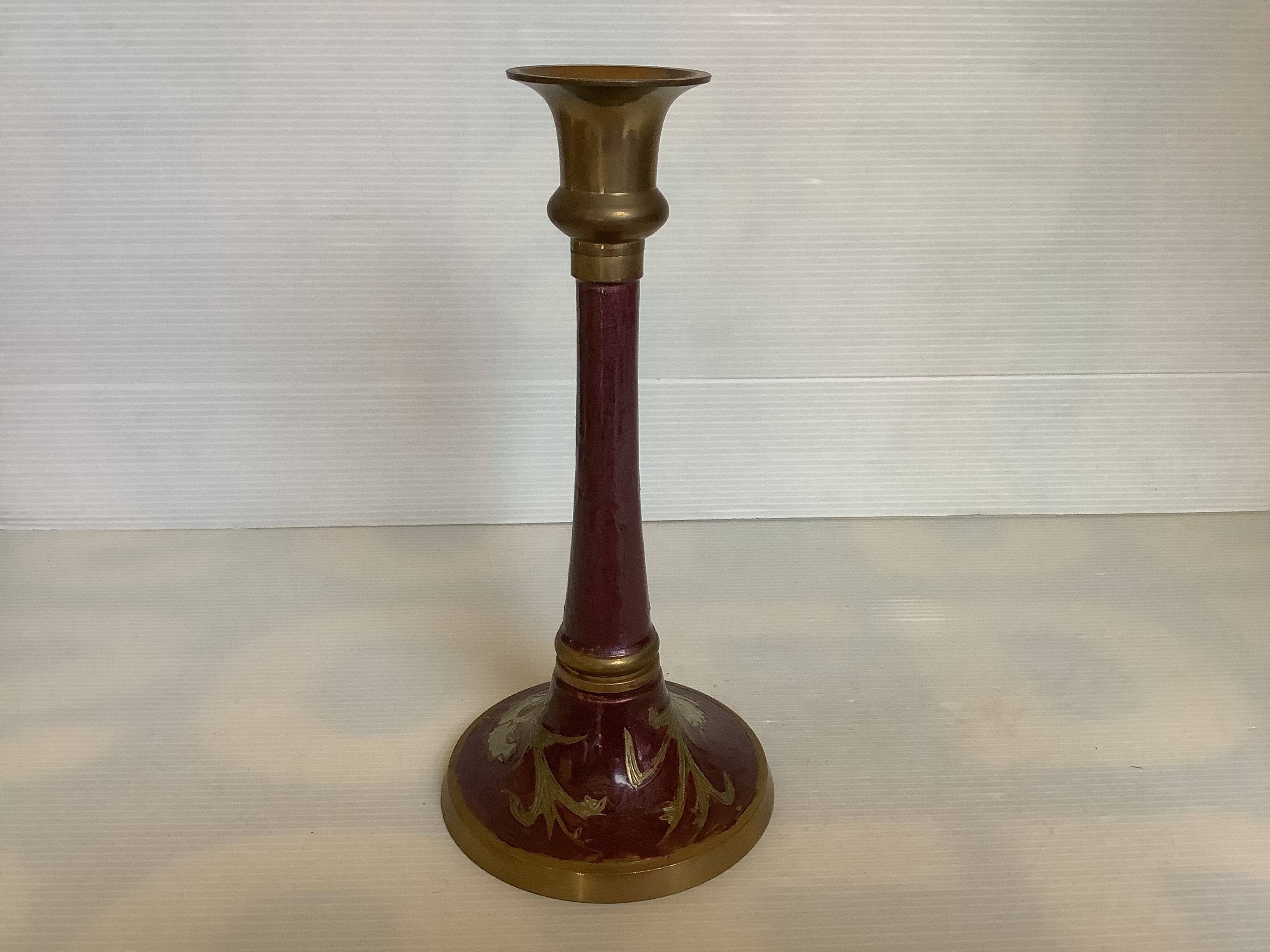 Purple violet cloisonné candlestick