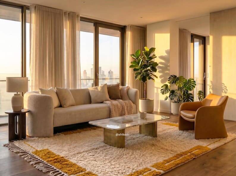 Handwoven natural wool rug, traditional craftsmanship, 150/250 cm.
