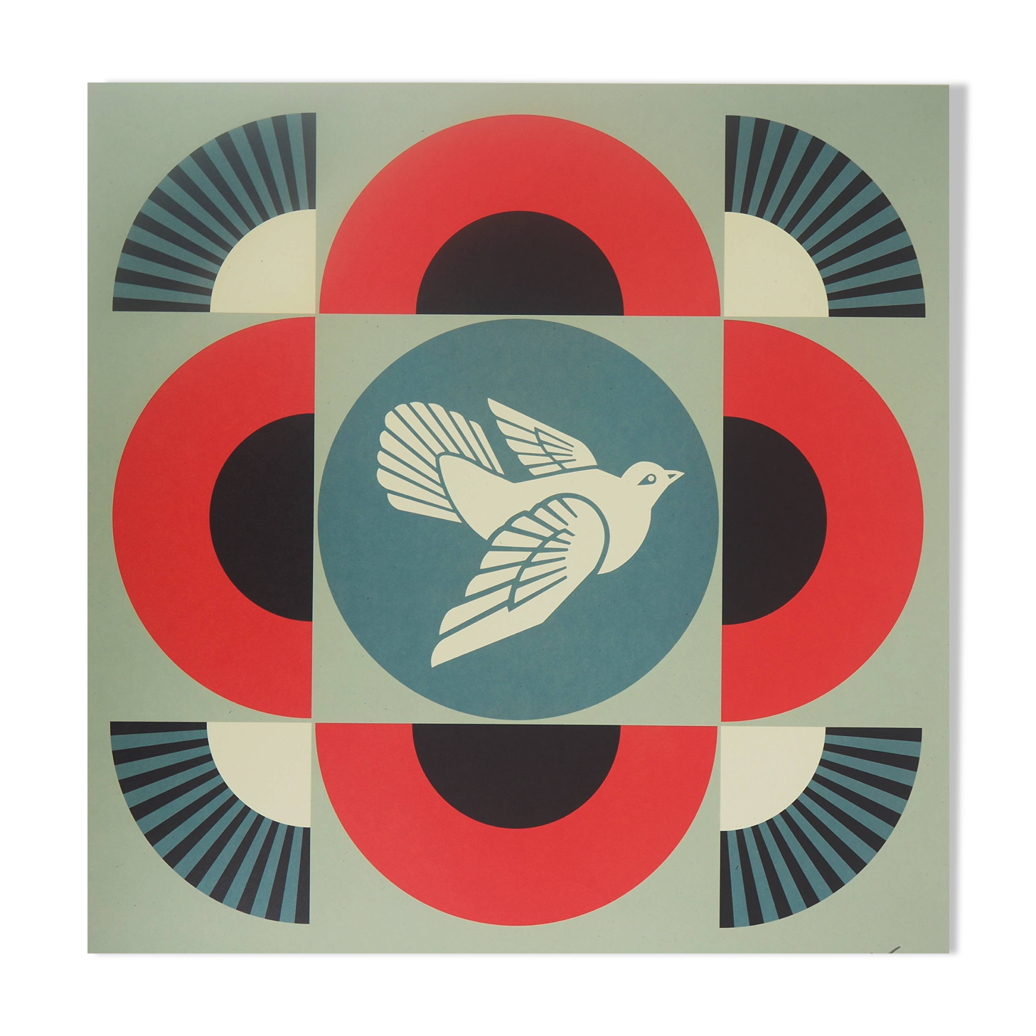 Lithographie signée Shepard Fairey (Obey Giant) : Geometric Dove Red