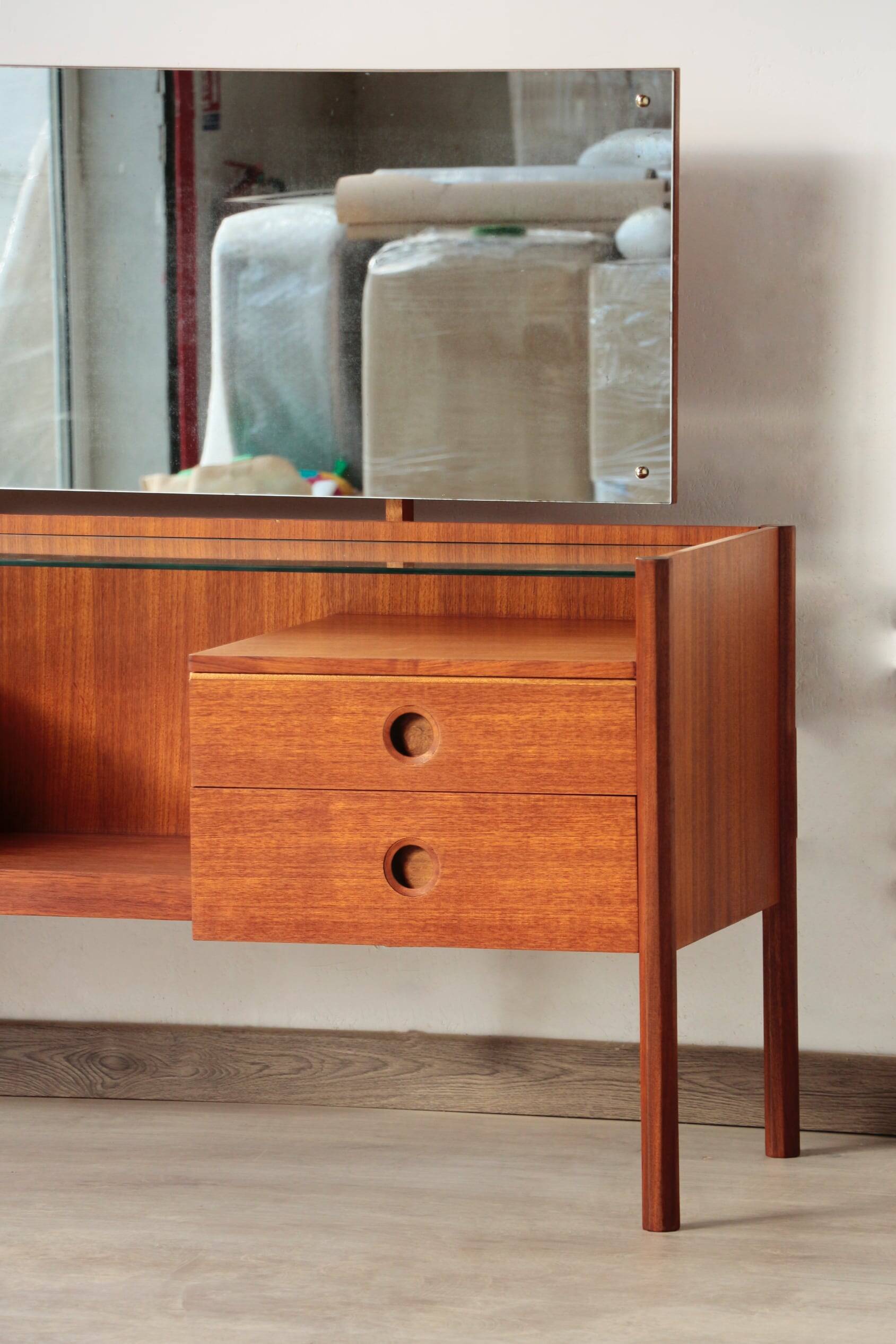Wrighton Teak Dressing Table - Vintage 1960s - Hexagonal Base
