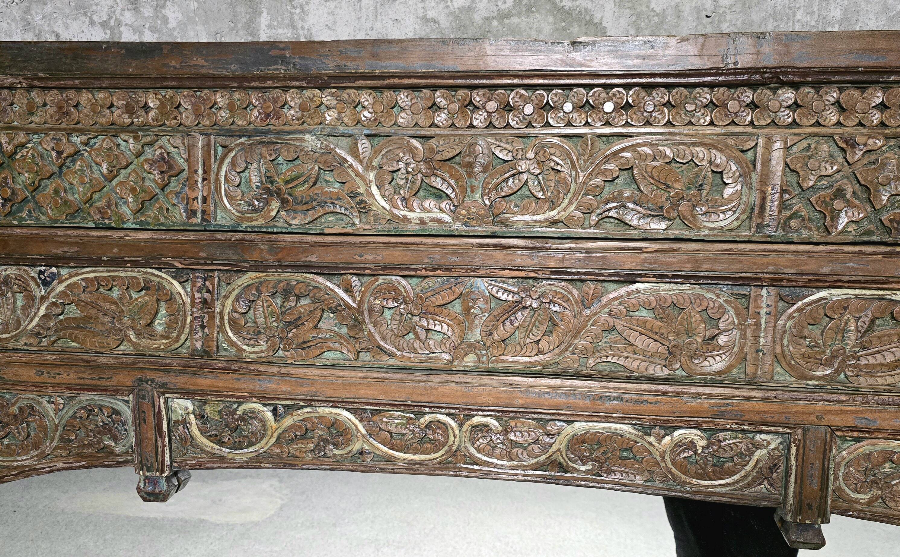 Large mirror - Indian carved wooden headboard