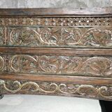 Large mirror - Indian carved wooden headboard
