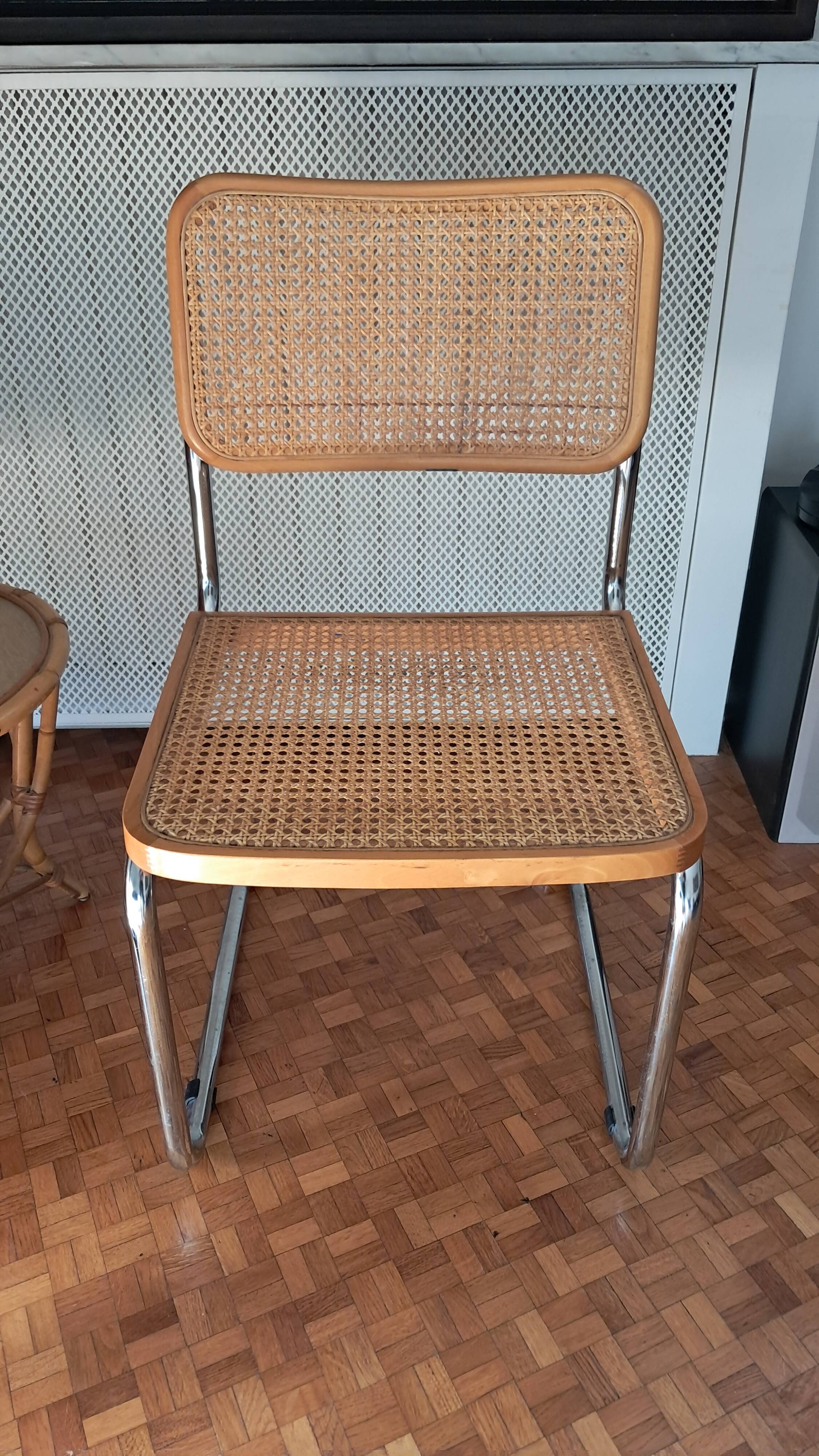 B32 chair by Marcel Breuer in beech, made in Italy circa 1980.