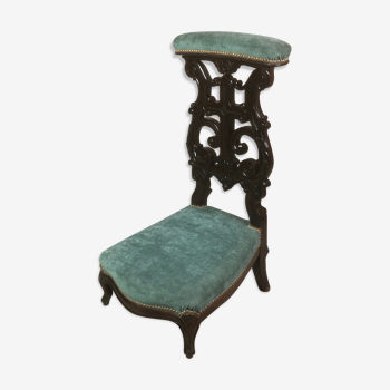 Pray God chair in carved mahogany and velvet Napoleon III era