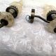 Matching pair of bronze wall sconces oil lamp style