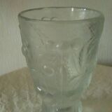 Frosted glass vase with relief cherry decoration
