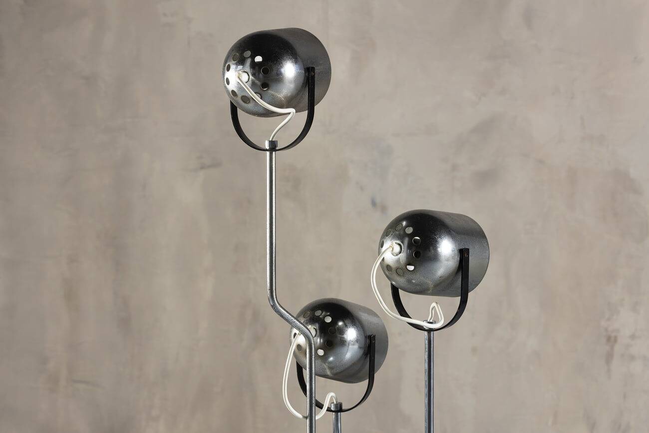 Goffredo Reggiani chrome floor lamp with four spotlights, Italy, 1970s