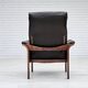 Chaise longue réglable, cuir marron années 1970, design suédois par göte möbler