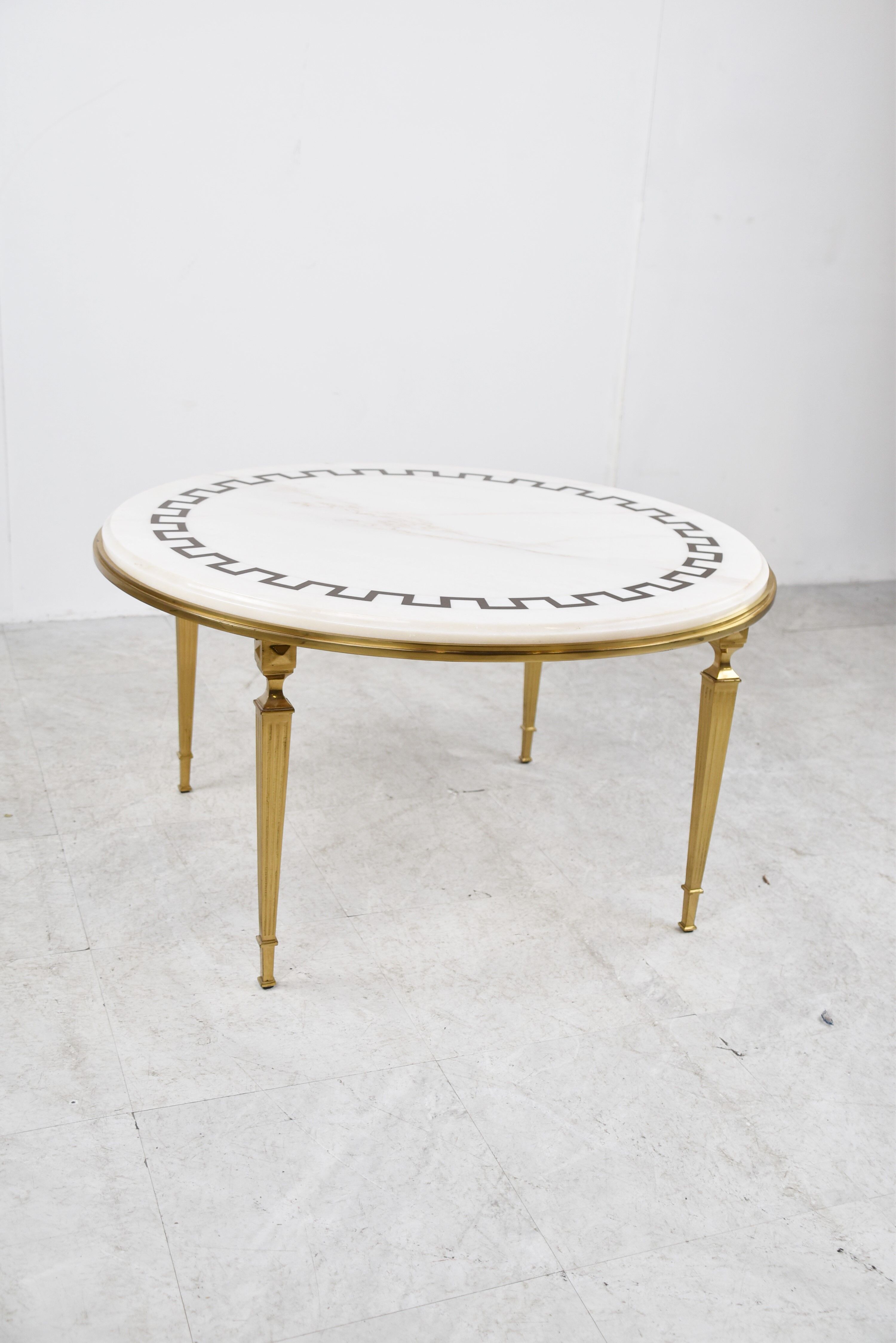 Vintage brass and white marble coffee table, 1970s