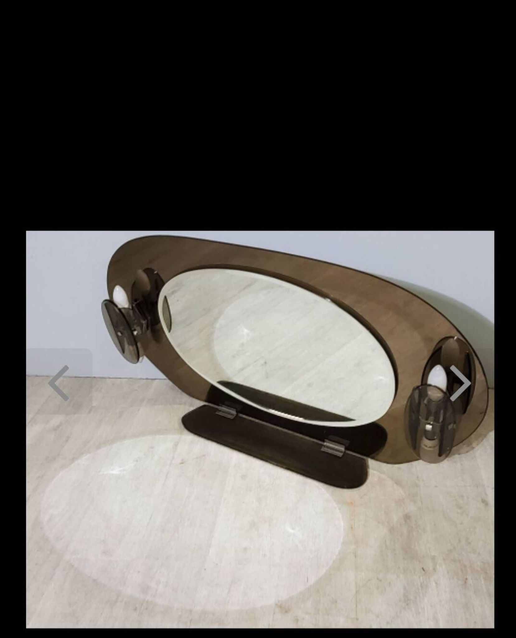 Lupi luxor oval mirror in smoked glass, 1960.70