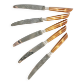 Ensemble de couteaux, style moderne du milieu du siècle, bakélite marron, Suède, années 1950.