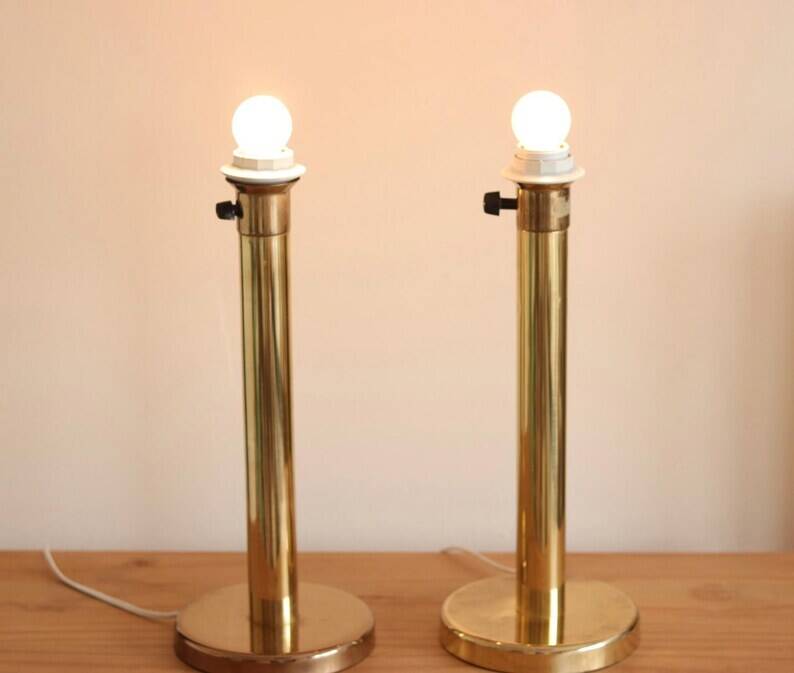 Pair of Vintage Large Brass Table Lamps