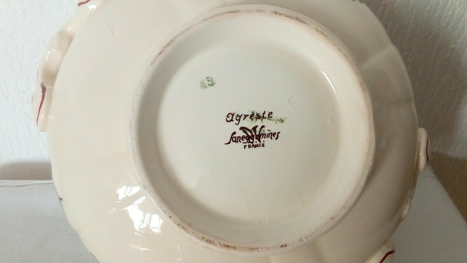 Soupiere legumier en faience de Sarreguemines modele agreste