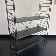 Vintage 1950 shelf taken on design legs by A. Dekker, black - 84 x 25 cm