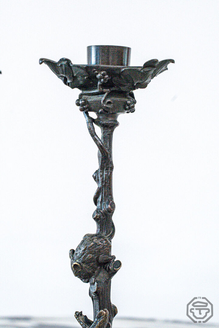 Pair of victor Paillard bronze candlesticks