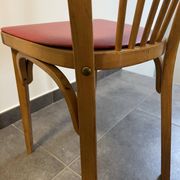 BAUMANN bistro chair in wood and red faux leather