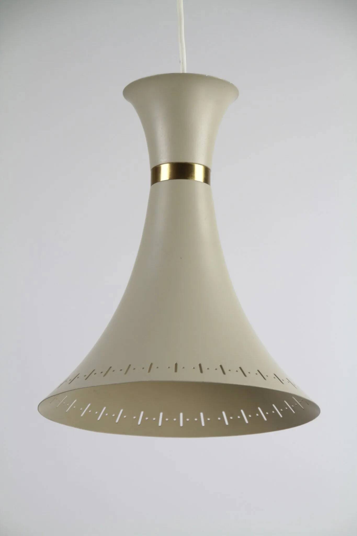 Light Grey Metal Pendant Lamp – Diabolo Shape, Scandinavia, 1960s