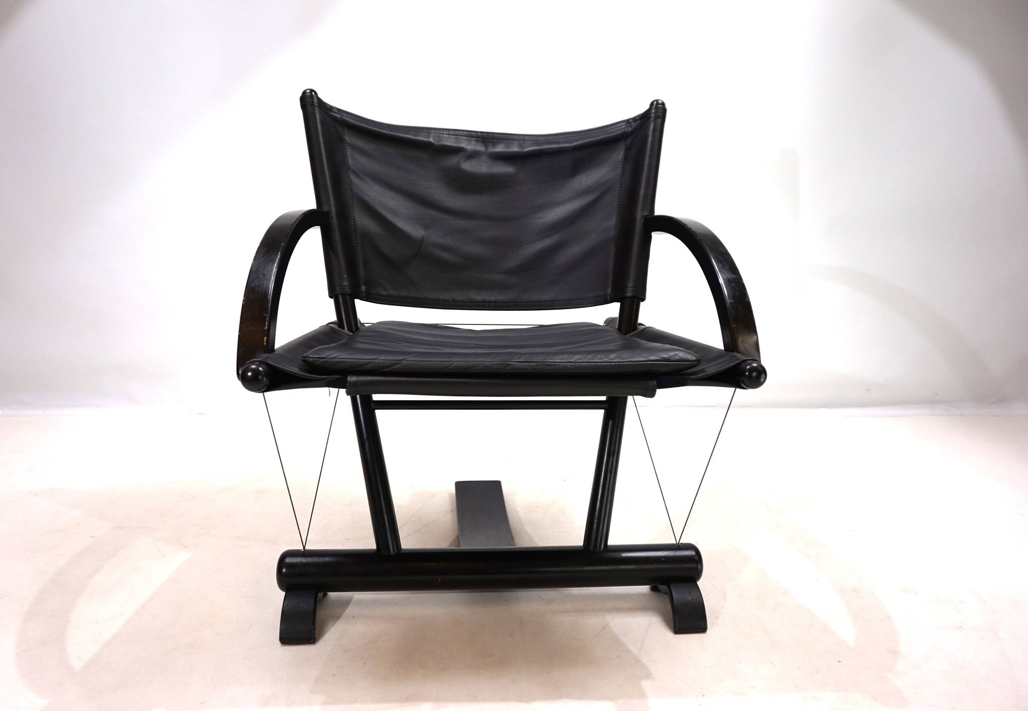 Fauteuil lounge en cuir Weishäupl Werkstätten String, 1980