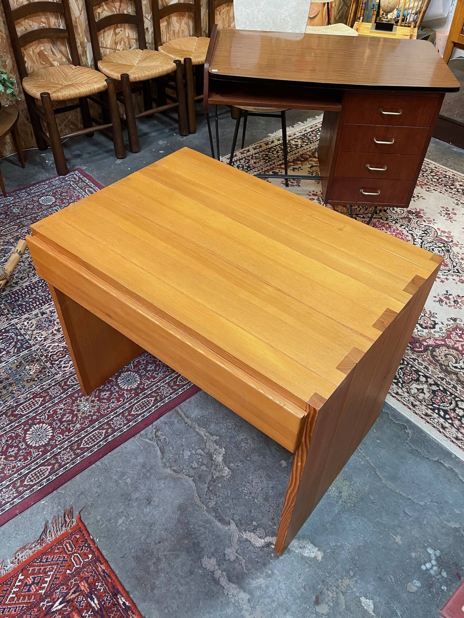 Vintage pine desk by Roland Haeusler for Maison Regain