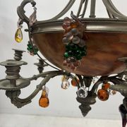 Napoleon III chandelier in bronze and alabaster with eight light arms, 19th century.