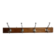 Portemanteau mural art déco en fonte d'aluminium et bois, 4 patères, 96 cm