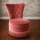 Small tufted armchair in old rose velvet – vintage – boudoir style