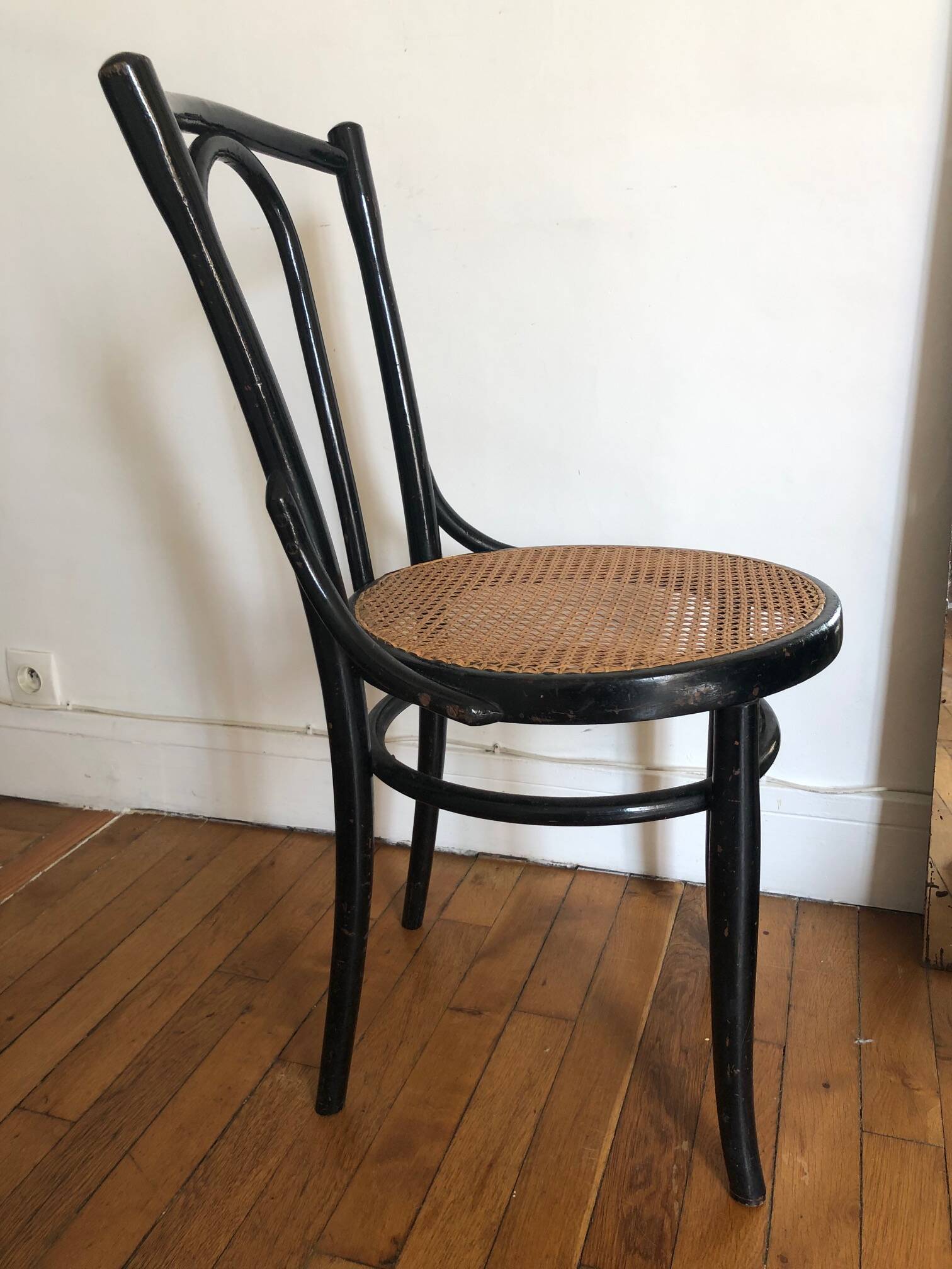 Bistro chair in wood and canework