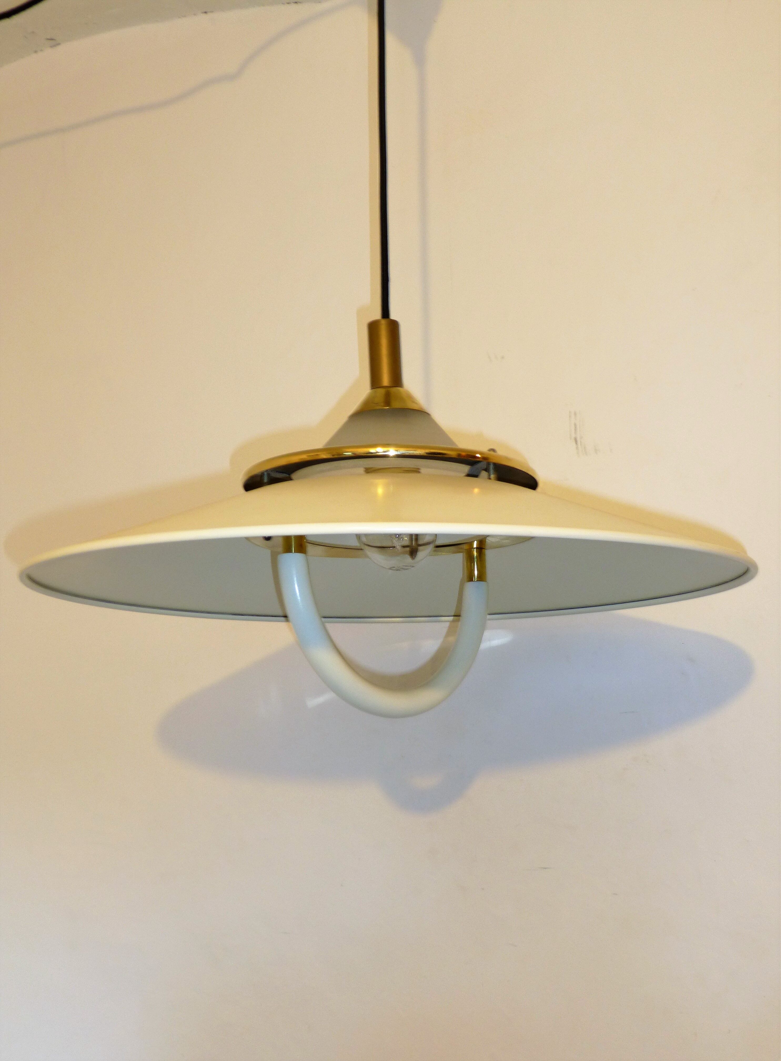 Metal and glass hanging lamp dating from the 1960s