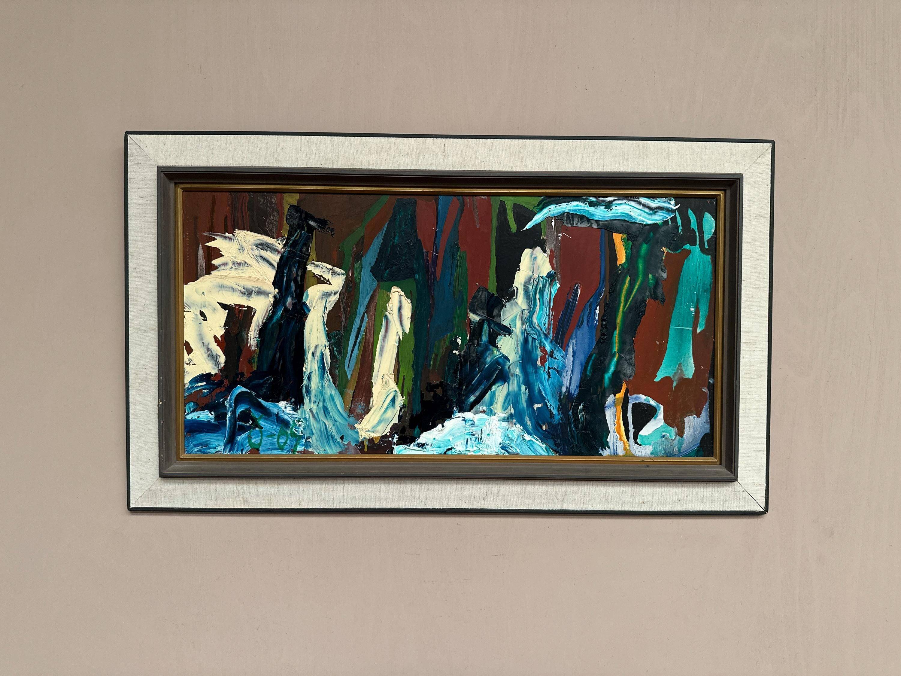 Huile sur panneau d'origine suédoise – “Composition” monogrammée “O”