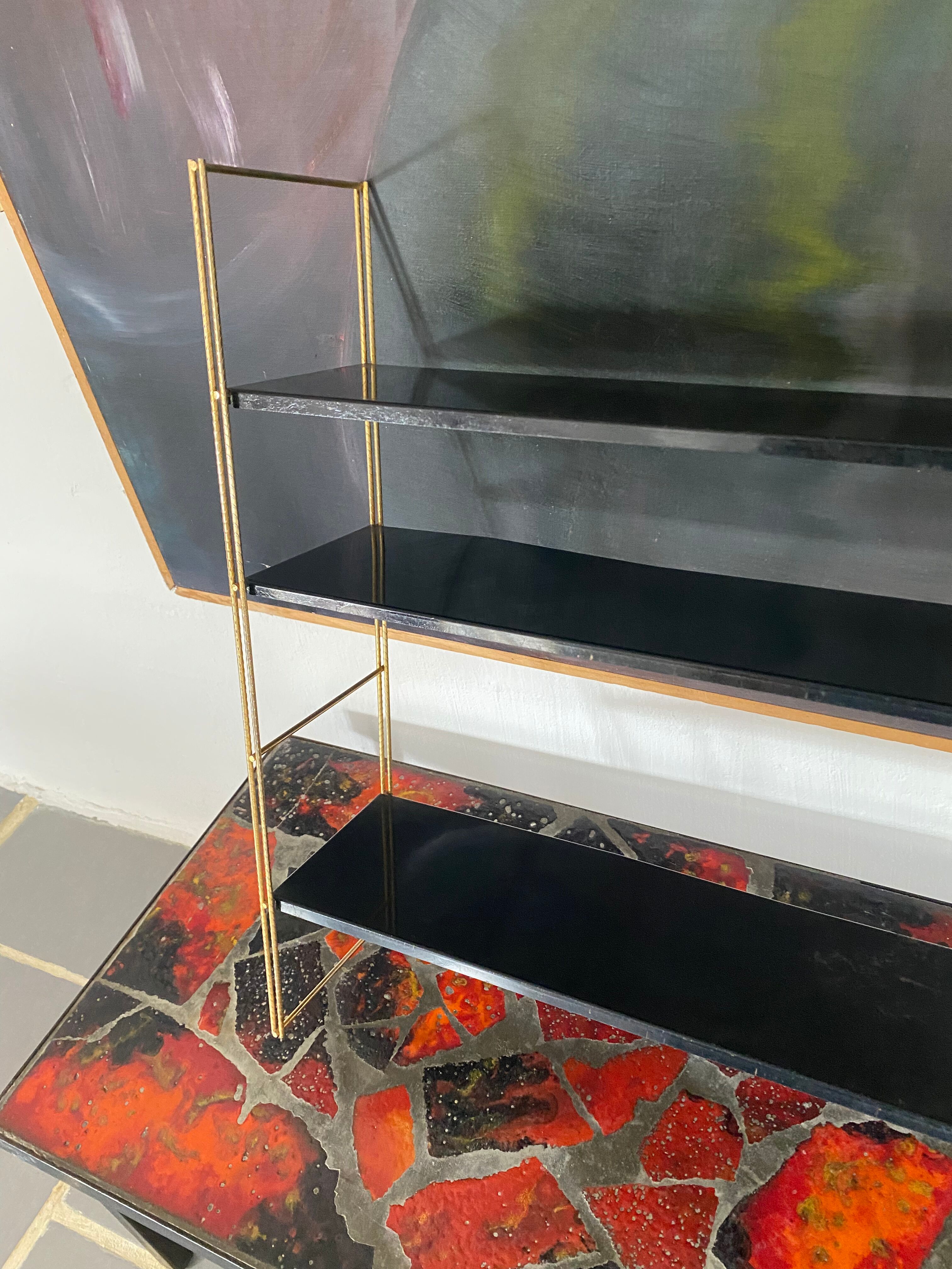 Vintage metal string shelves