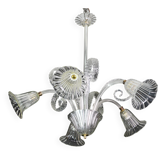 Lustre en verre de Murano Art Déco 5 lumières, 1950