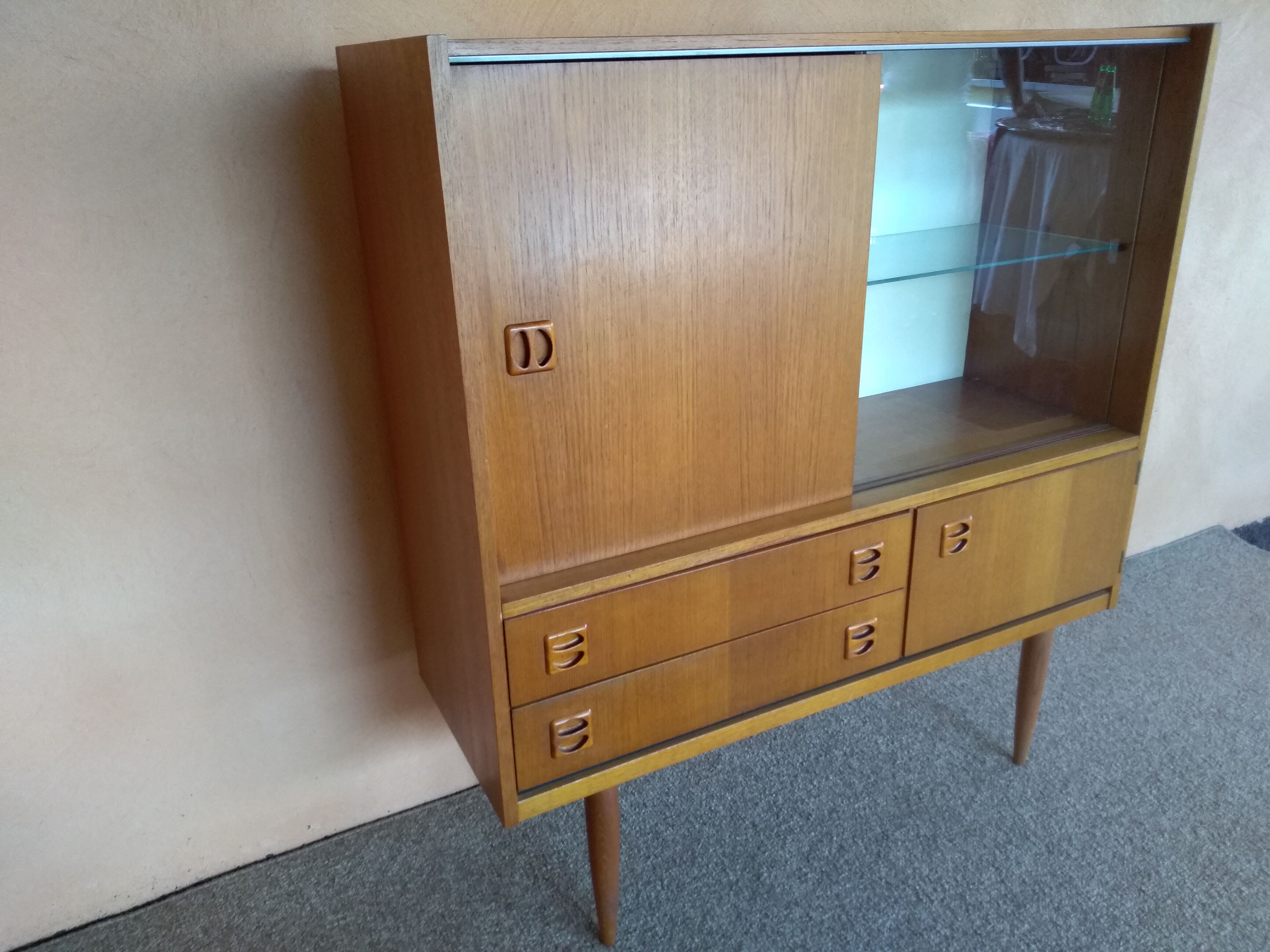 Scandinavian teak showcase storage cabinet 1960