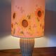 Large sunflower lamp signed silk and rattan 1970
