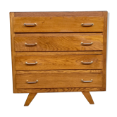 Commode vintage chêne pieds compas rétro 1950 4 tiroirs