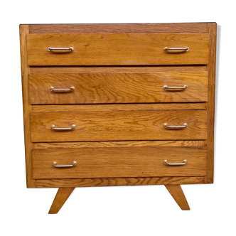 Vintage chest of drawers oak compass feet retro 1950 - 4 drawers
