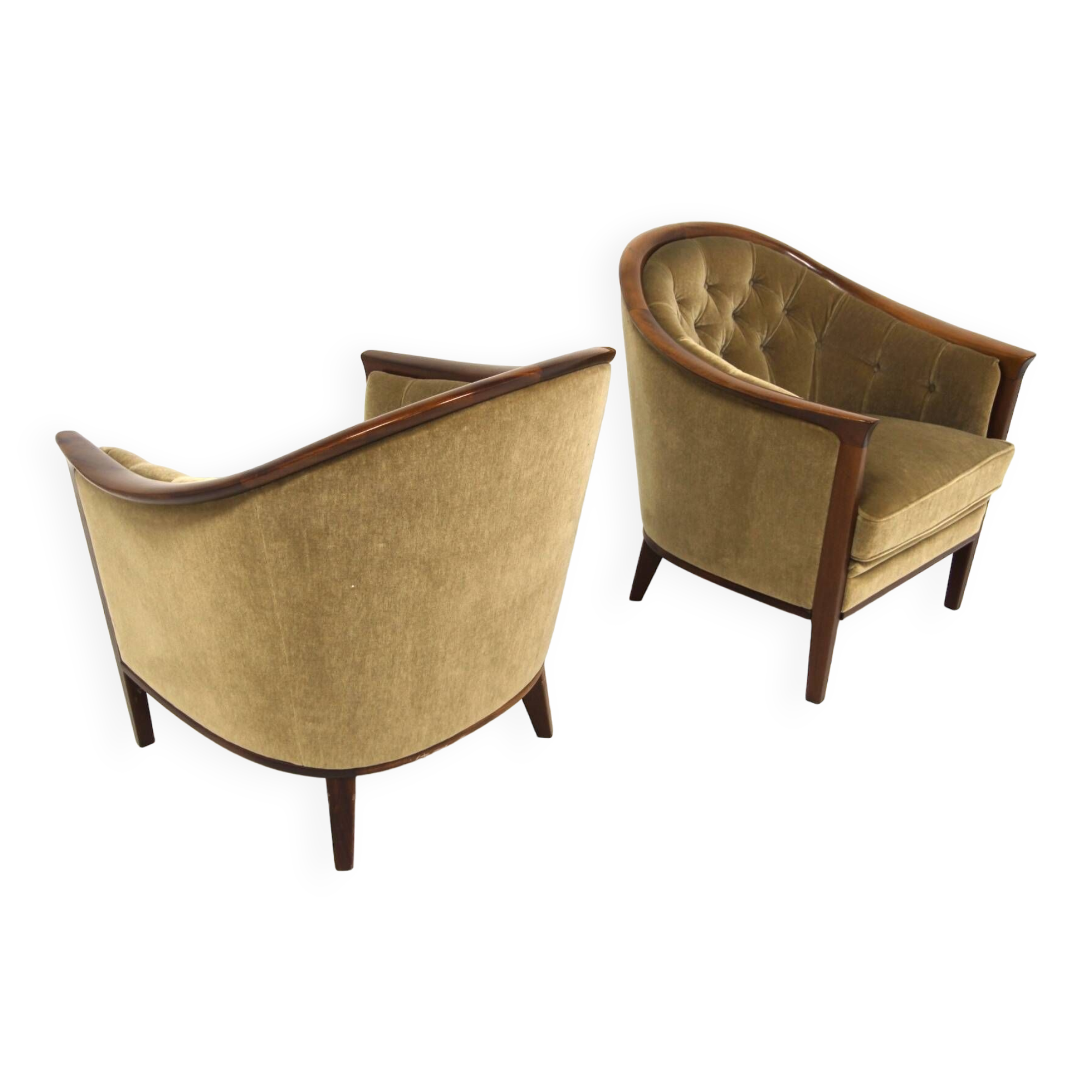 Set de 2 fauteuils "Fabiola" en velours, Bröderna Andersson, Suède, 1960