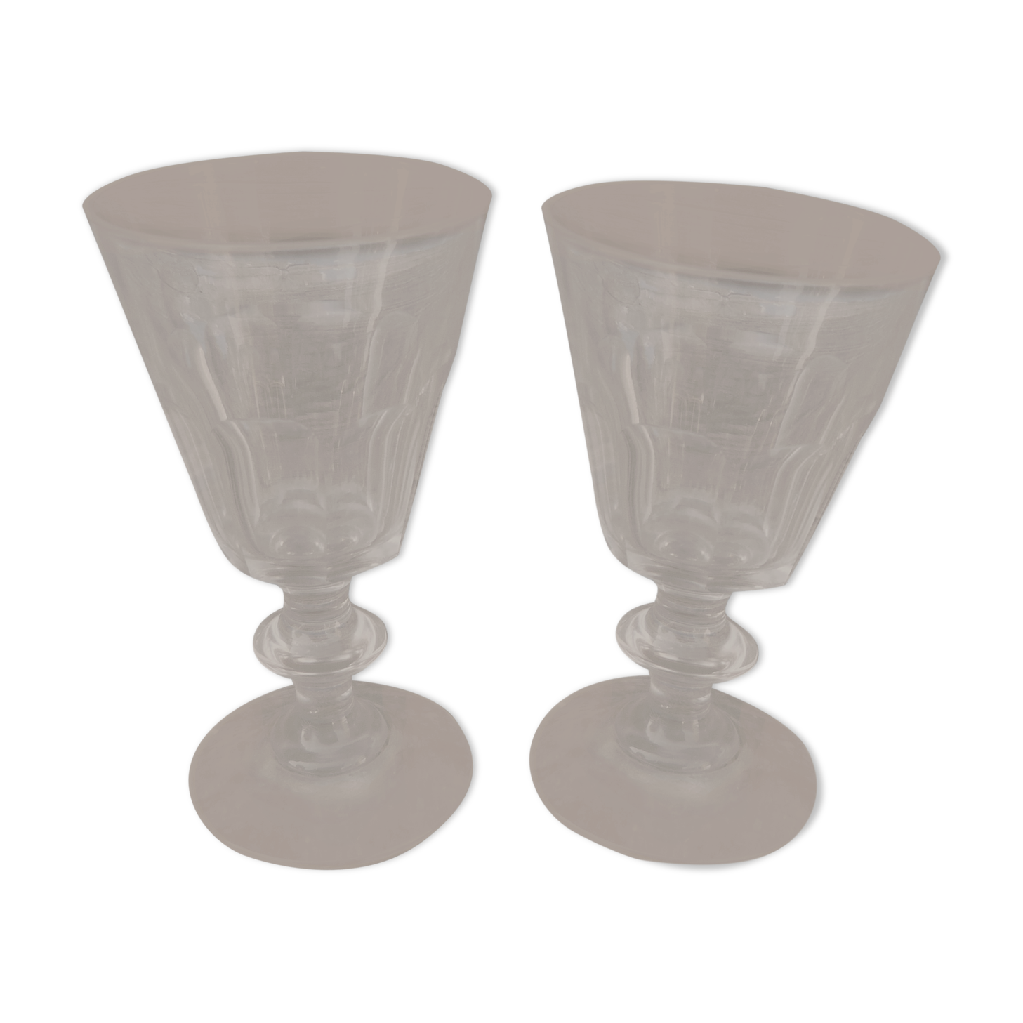 Set of 2 crystal antique foot glasses for liqueur