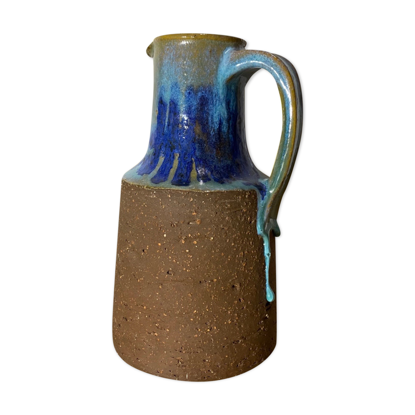 Blue Dripping Ceramic Pottery Made In Denmark | Beautiful Vintage Ceramic Vase - Unique Handmade