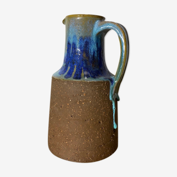 Blue Dripping Ceramic Pottery Made In Denmark | Beautiful Vintage Ceramic Vase - Unique Handmade