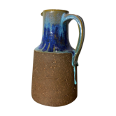 Poterie en céramique dégoulinante bleue fabriquée au danemark | beau vase en céramique vintage - unique fait à la main