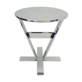 Prototype pedestal table, stool, sofa end, chrome metal and stainless steel German design