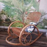 Chaise à bascule en rotin