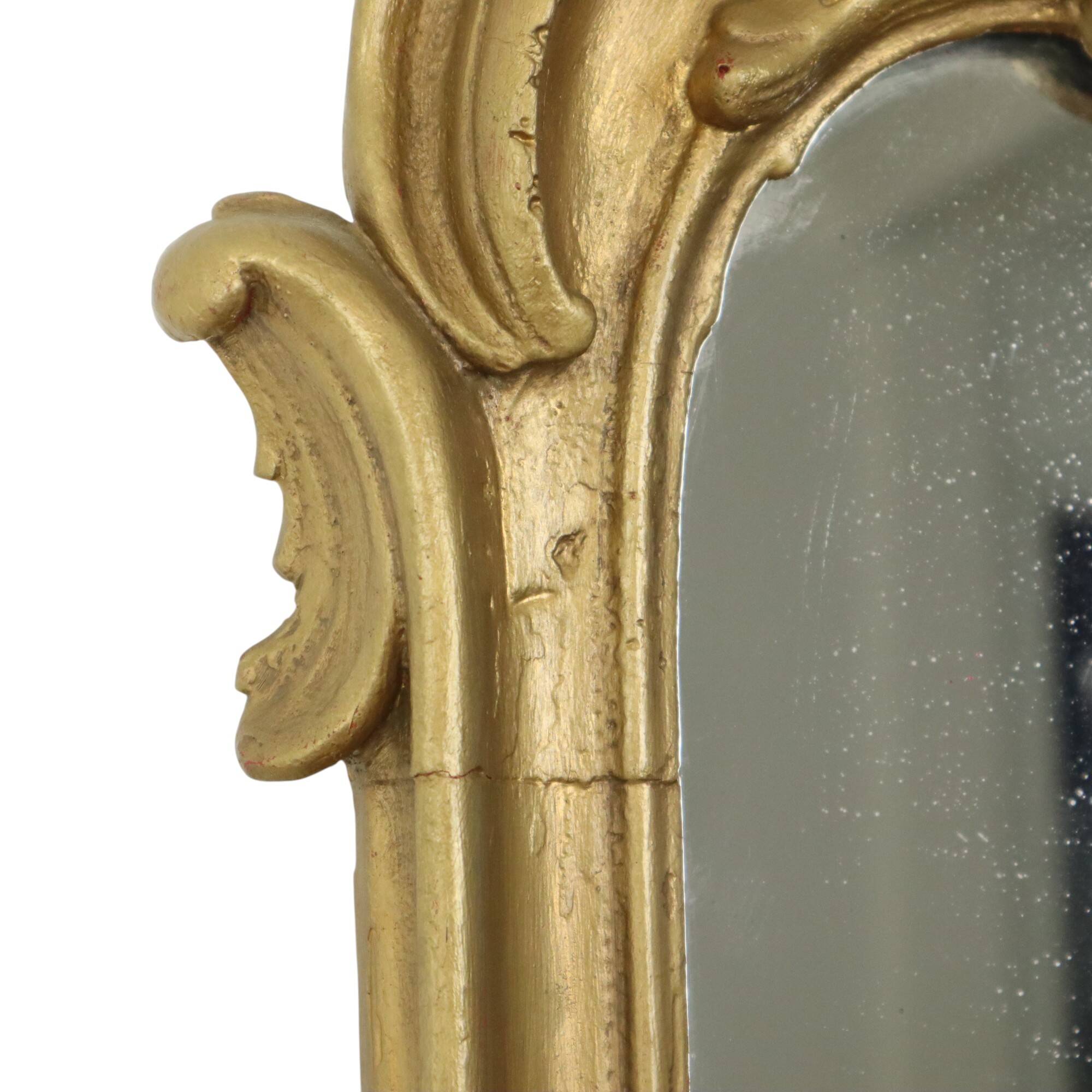 Miroir ancien français doré de style baroque du XIXe siècle 148 cm