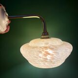 Vintage angled wall lamp with yellow clichy glass shade